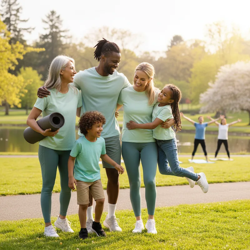 Happy healthy family together experiencing joy from being together and in wellness